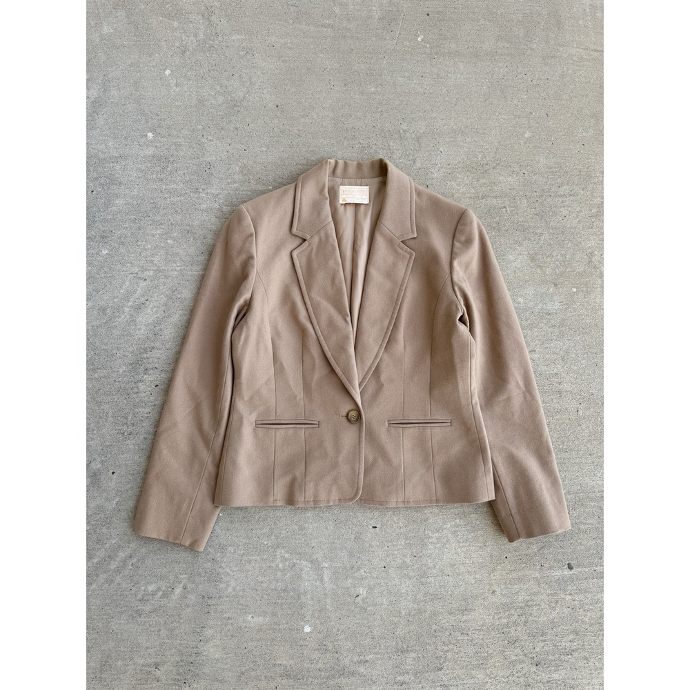 True Vintage 80s Pendleton Khaki Wool Womens Blazer Jacket Size 8 USA Made